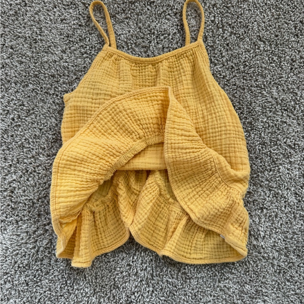 Cat & Jack Yellow Textured Knit Top ruffle Tank top open back size 4T - Picture 4 of 7